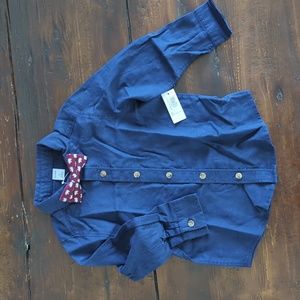 Brand new. button down shirt with bow tie